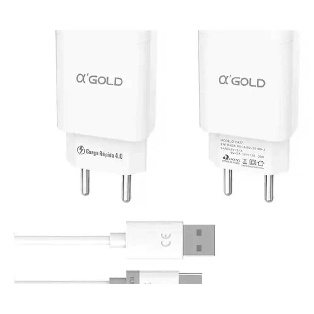 Carregador De Parede aGold Usb Tipo C Turbo 30W 6.0A Carga Turbo - CA27-3 Truedata